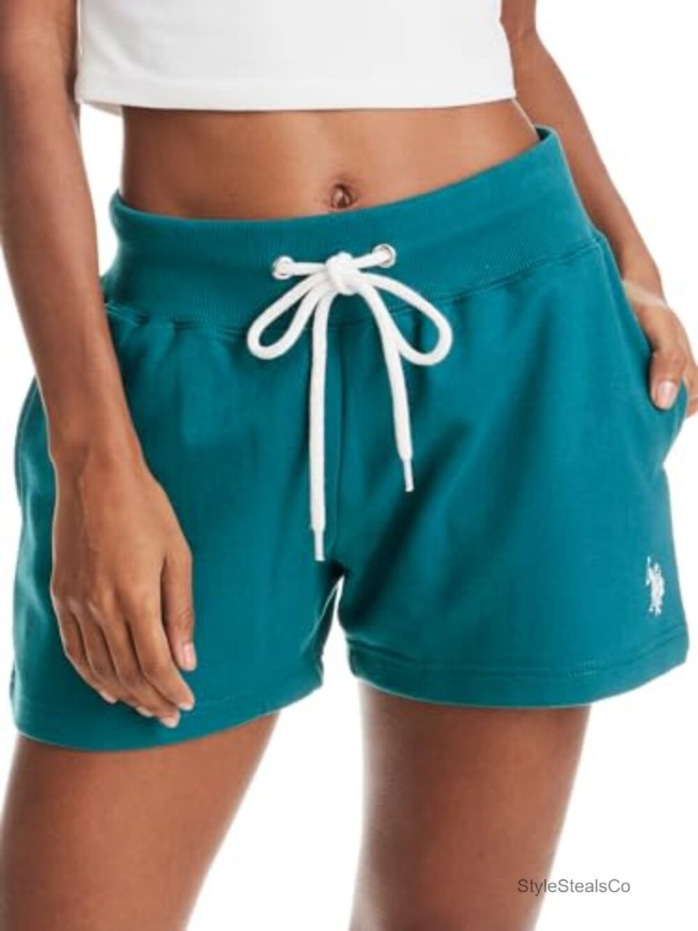 Women's French Terry Sweat Shorts with Pockets - Drawstring Casual Lounge Shorts